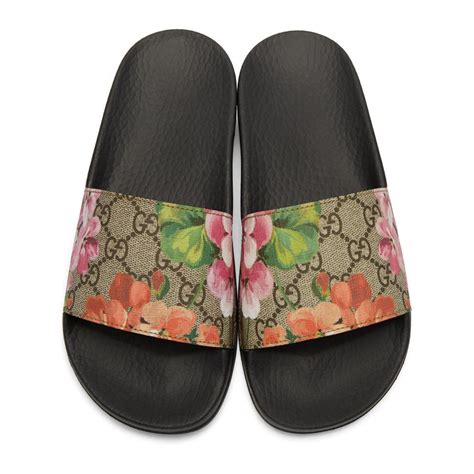 gucci slides floral|gucci floral slides size 8.